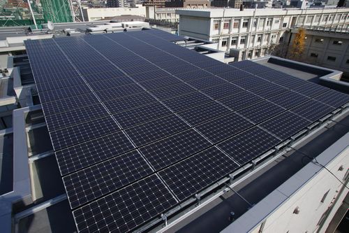 Solar Panels on the top floor of a building