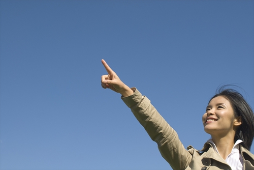 Photo: Blue sky and woman