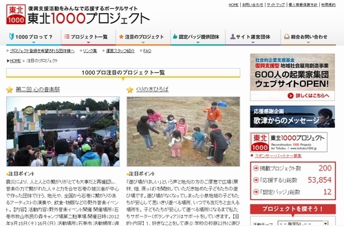 JFS/'Tohoku 1000 Reconstruction Projects' Portal Website Provides Reconstruction and Aid Information
